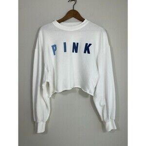PINK Victoria’s Secret Cropped Sweatshirt White Logo XS